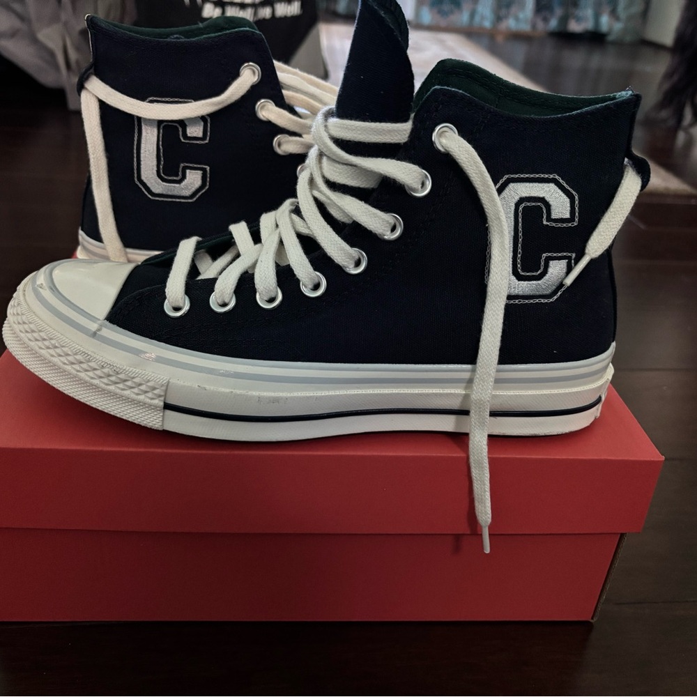 Converse Navy Chuck 70 High-Top Sneakers with White Laces